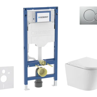 Geberit Duofix - komplekts ar priekšsienas elementu, Nefia WC ar SoftClose sēdekli un Sigma01 vadības plati, hroms matēts lakots SANI11CA2107