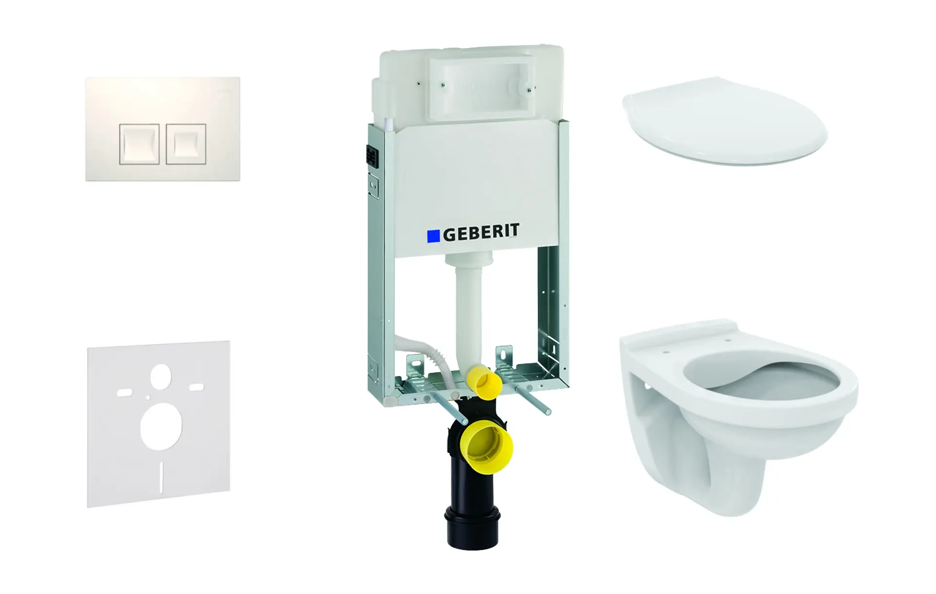 Geberit Kombifix - uzstādīšanas elements sienas WC Alpha ar WC sēdekli, ar vadības plati Delta35, alpu balts 110.100.00.1 NR4