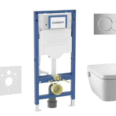 Geberit Duofix - komplekts ar priekšsienas elementu, TECEone WC ar Softclose sēdekli un Sigma01 vadības plati, hroms spīdīgs SANI11CT1101