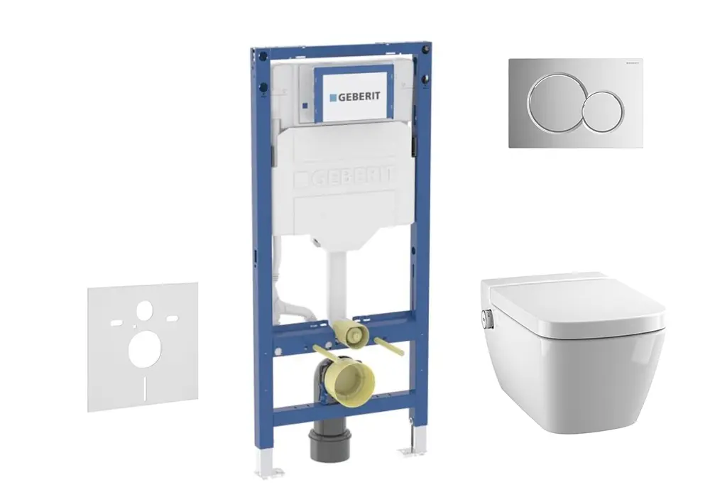 Geberit Duofix - komplekts ar priekšsienas elementu, TECEone WC ar Softclose sēdekli un Sigma01 vadības plati, hroms spīdīgs SANI11CT1101