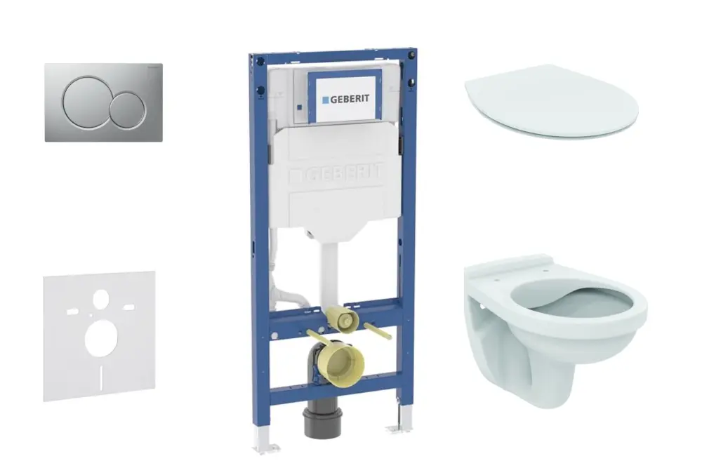 Geberit Duofix - komplekts priekšsienas elementam, Alpha-WC ar Softclose sēdekli un Sigma01 vadības plati, hroms matēts SANI11CD2102