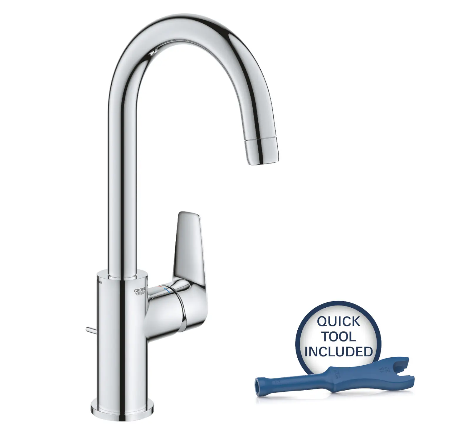 Grohe Start Edge - izlietnes maisītājs ar grozāmu izteku un noteci, hroms 24201001