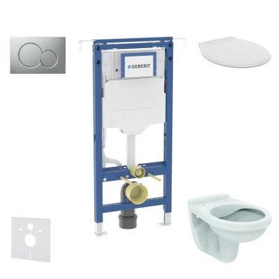 Geberit Duofix - komplekts ar priekšsienas elementu, Alpha-WC ar sēdekli un Sigma01 vadības plati, hroms matēts SANI11CD2103