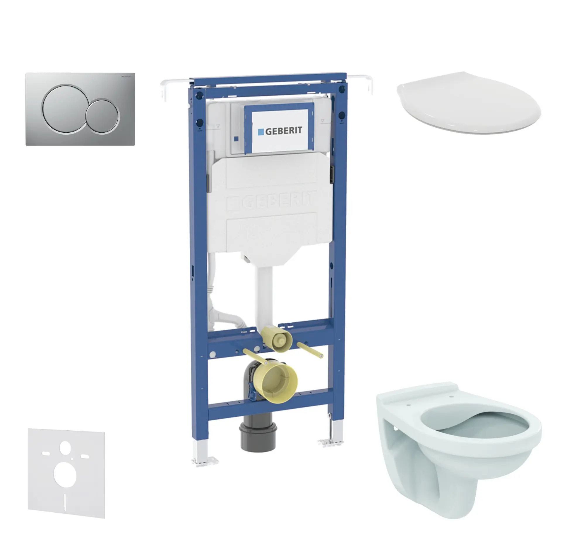 Geberit Duofix - komplekts ar priekšsienas elementu, Alpha-WC ar sēdekli un Sigma01 vadības plati, hroms matēts SANI11CD2103