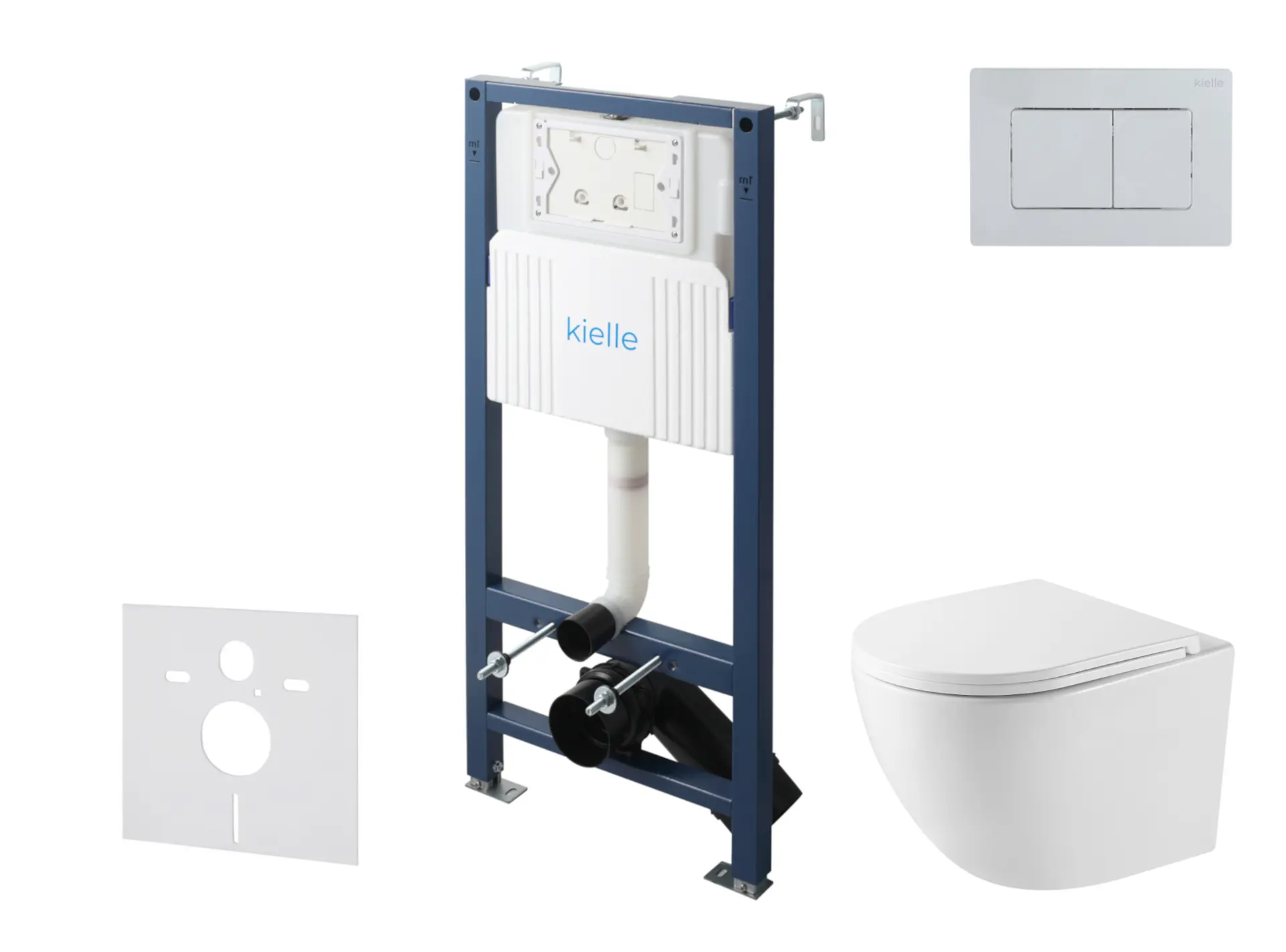 kielle Genesis New - komplekts priekšsienas uzstādīšanai, kompaktais WC Oudee, Vortex Rimless+, Softclose sēdeklis un vadības plate Gemini New III, spīdīgs hroms 30528SS44