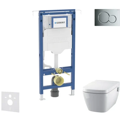 Geberit Duofix - komplekts ar priekšsienas elementu, Tece One WC un sēdekli, Sigma01 pogām, Rimless, SoftClose, hroms spīdīgs SANI11CT1100