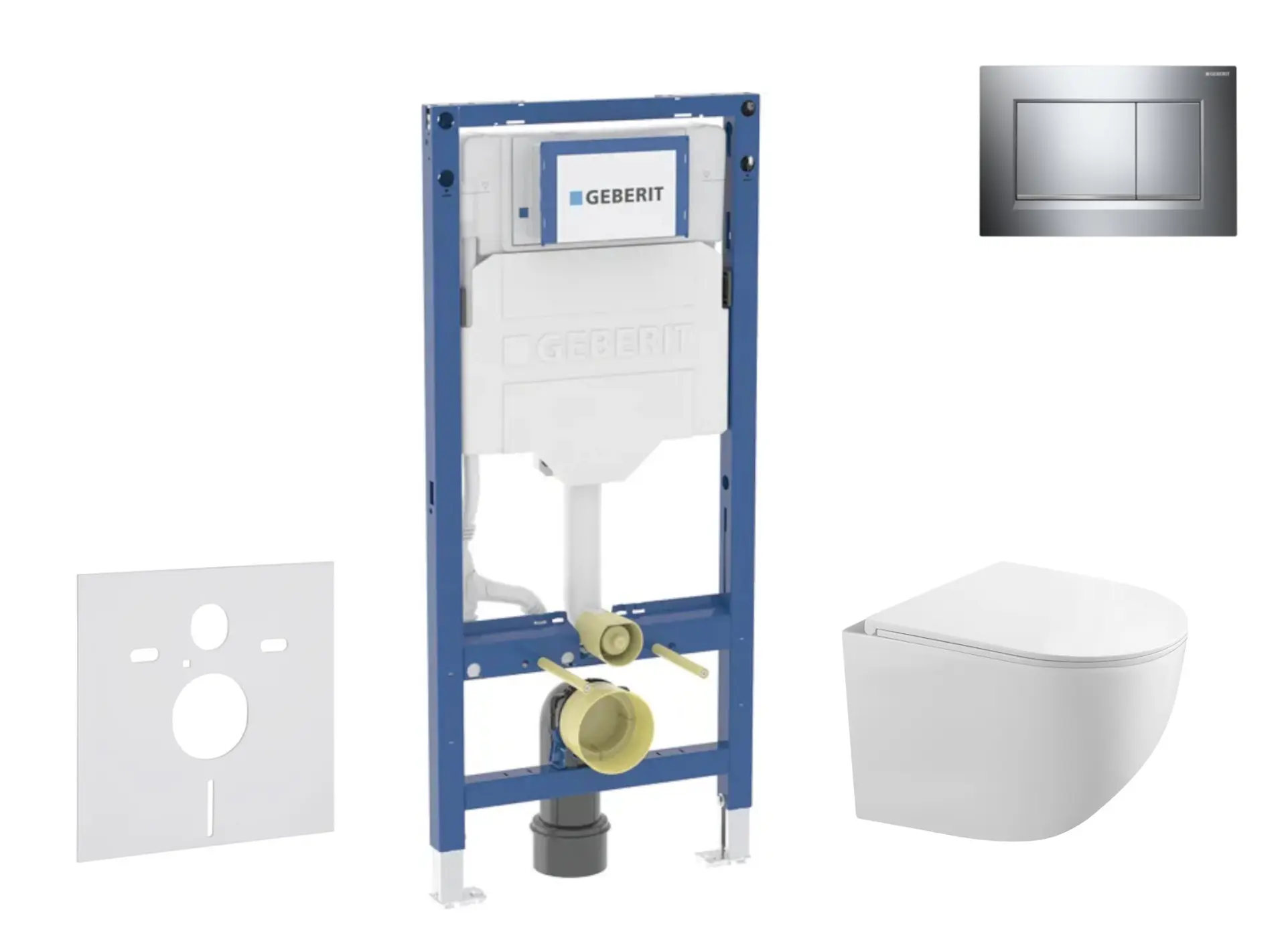 Geberit Duofix - iebūvējamā rāmja komplekts, Gaia WC ar Softclose sēdekli un Sigma20 vadības plati, hroms/hroms matēts SANI11CA1127B