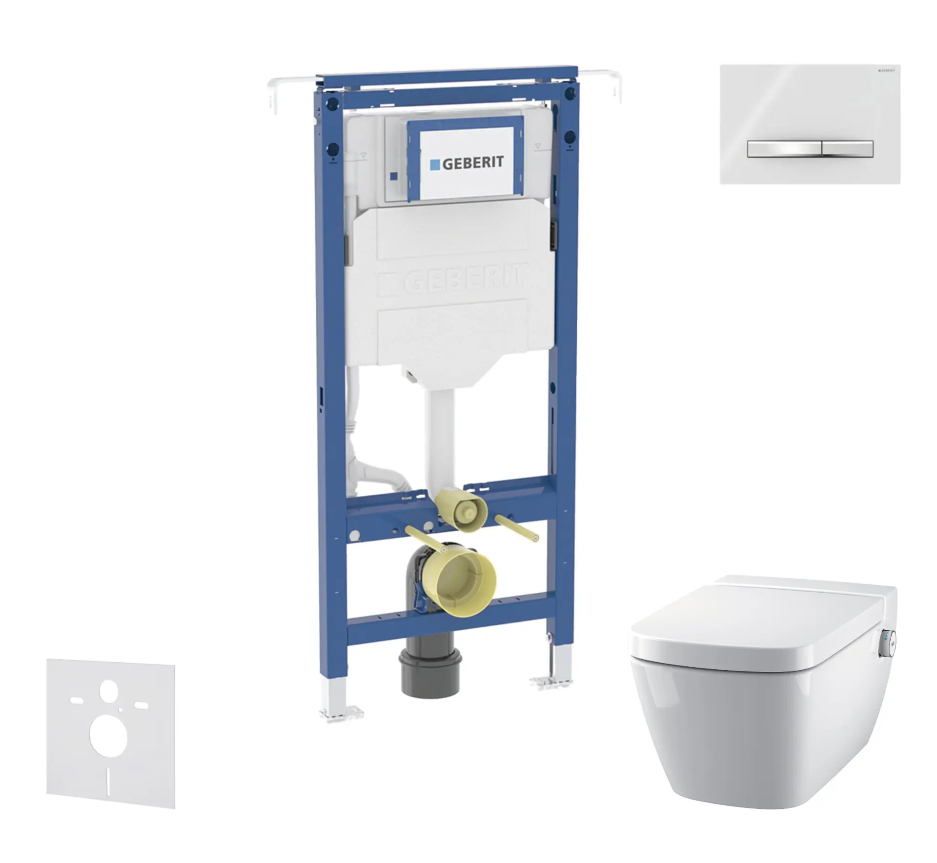 Geberit Duofix - komplekts ar priekšsienas elementu, Tece One WC un sēdekli, Sigma50 pogām, Rimless, SoftClose, Alpu balts SANI11CT3106