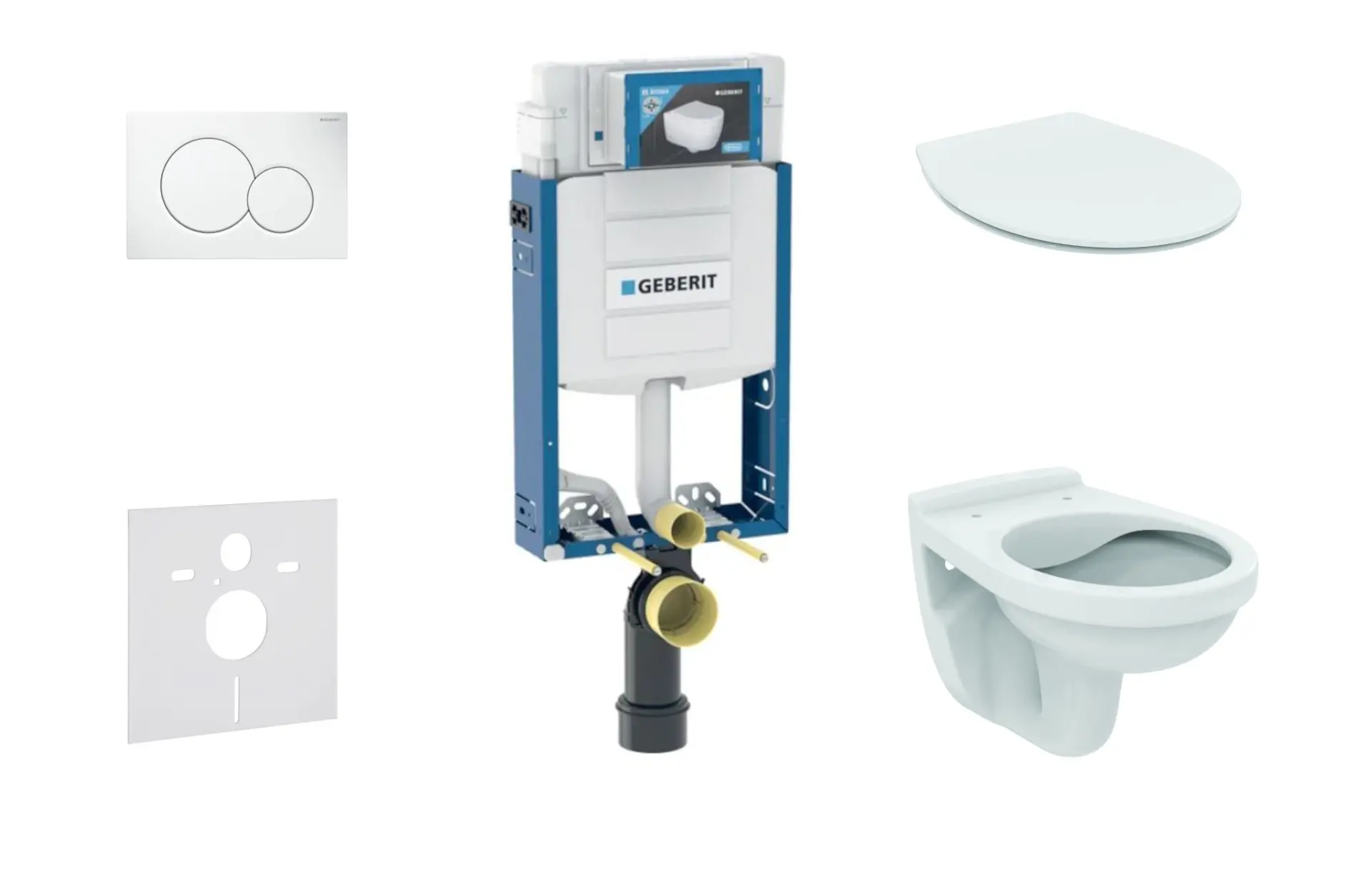 Geberit Kombifix - uzstādīšanas elements piekaramajam WC ar vadības plati SIGMA01, alpu balts + WC Alpha un WC sēdeklis 110.302.00.5 ND1
