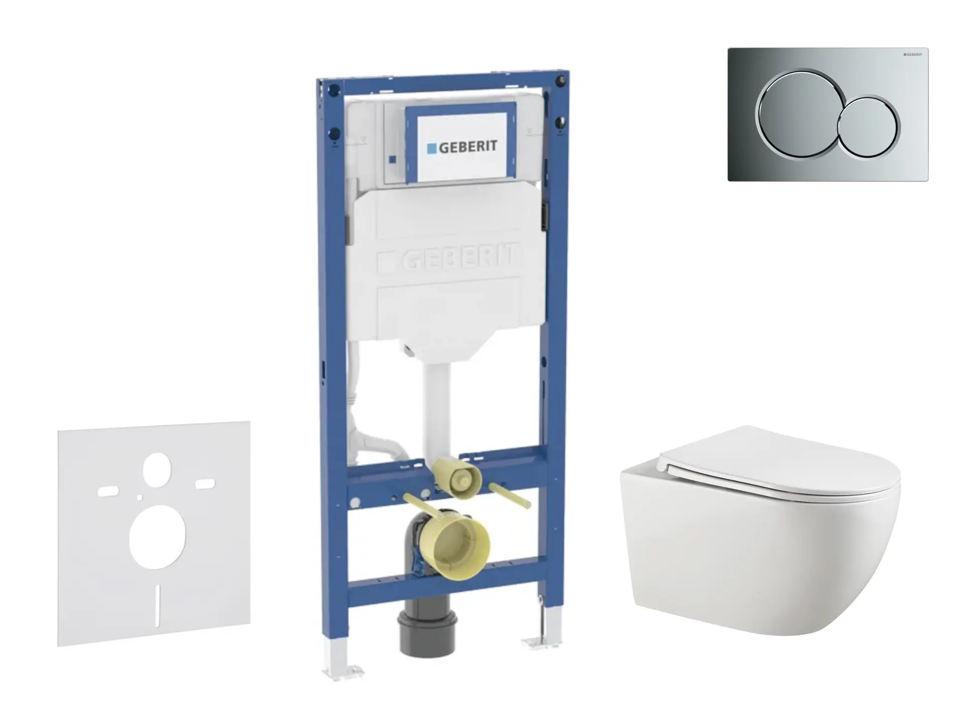 Geberit Duofix - komplekts priekšsienas elements, Gaia-WC ar Softclose sēdekli un Sigma01 vadības plati, hroms spīdīgs SANI11CA1132B