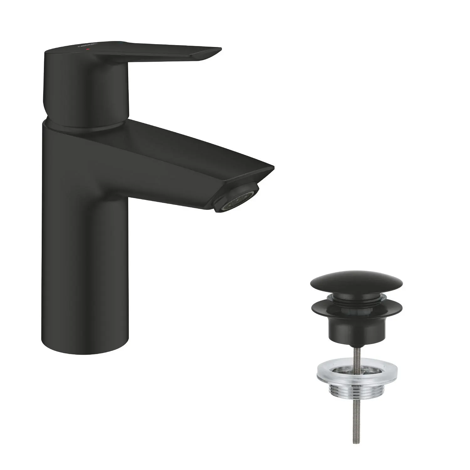 Grohe QuickFix Start - izlietnes maisītājs ar Push-Open noteces komplektu, matēti melns 235502432