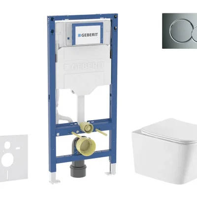 Geberit Duofix - komplekts ar priekšsienas elementu, Arkas I WC ar SoftClose sēdekli un Sigma01 vadības plati, spīdīgs hroms SANI11CA1170