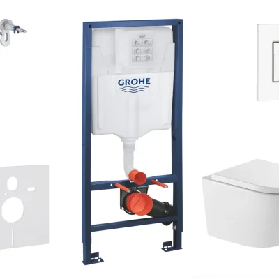 Grohe Rapid SL - komplekts priekšsienas elements, WC Oudee ar Softclose sēdekli un Skate Cosmopolitan vadības plati, Alpu balts SANI11BA3114