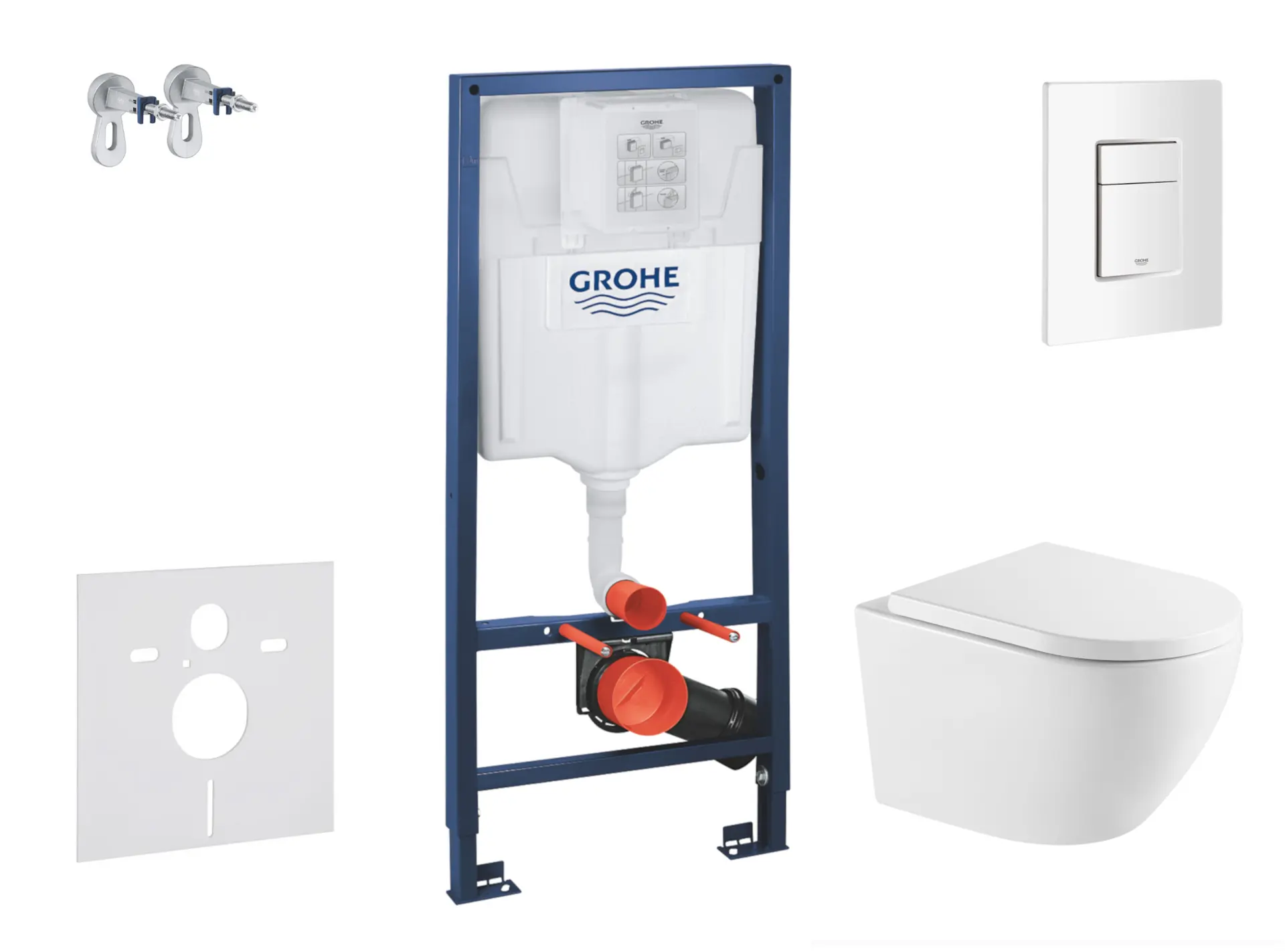 Grohe Rapid SL - komplekts priekšsienas elements, WC Oudee ar Softclose sēdekli un Skate Cosmopolitan vadības plati, Alpu balts SANI11BA3114