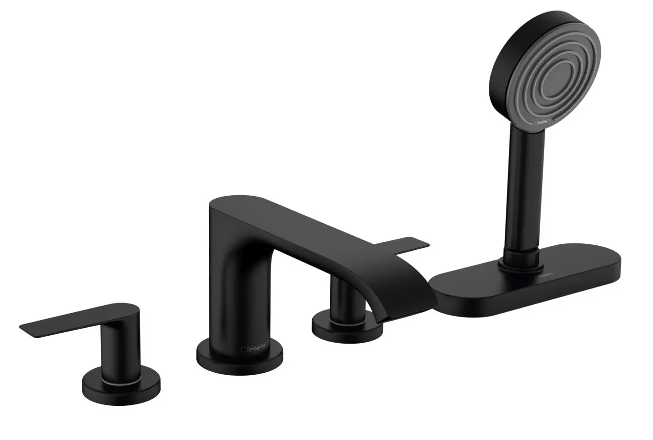 Hansgrohe Vivenis - vannas malas maisītājs, 4 caurumu uzstādīšana, sBox, matēti melns 75444670
