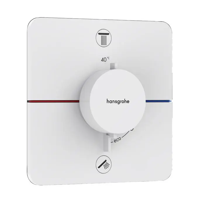 Hansgrohe ShowerSelect Comfort - zemapmetuma termostata maisītājs, 2 patērētājiem, balts matēts 15583700