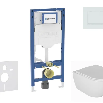 Geberit Duofix - komplekts priekšsienas elements, WC Oudee ar Softclose sēdekli un Sigma20 vadības plati, balts/balts matēts SANI11CA3135B