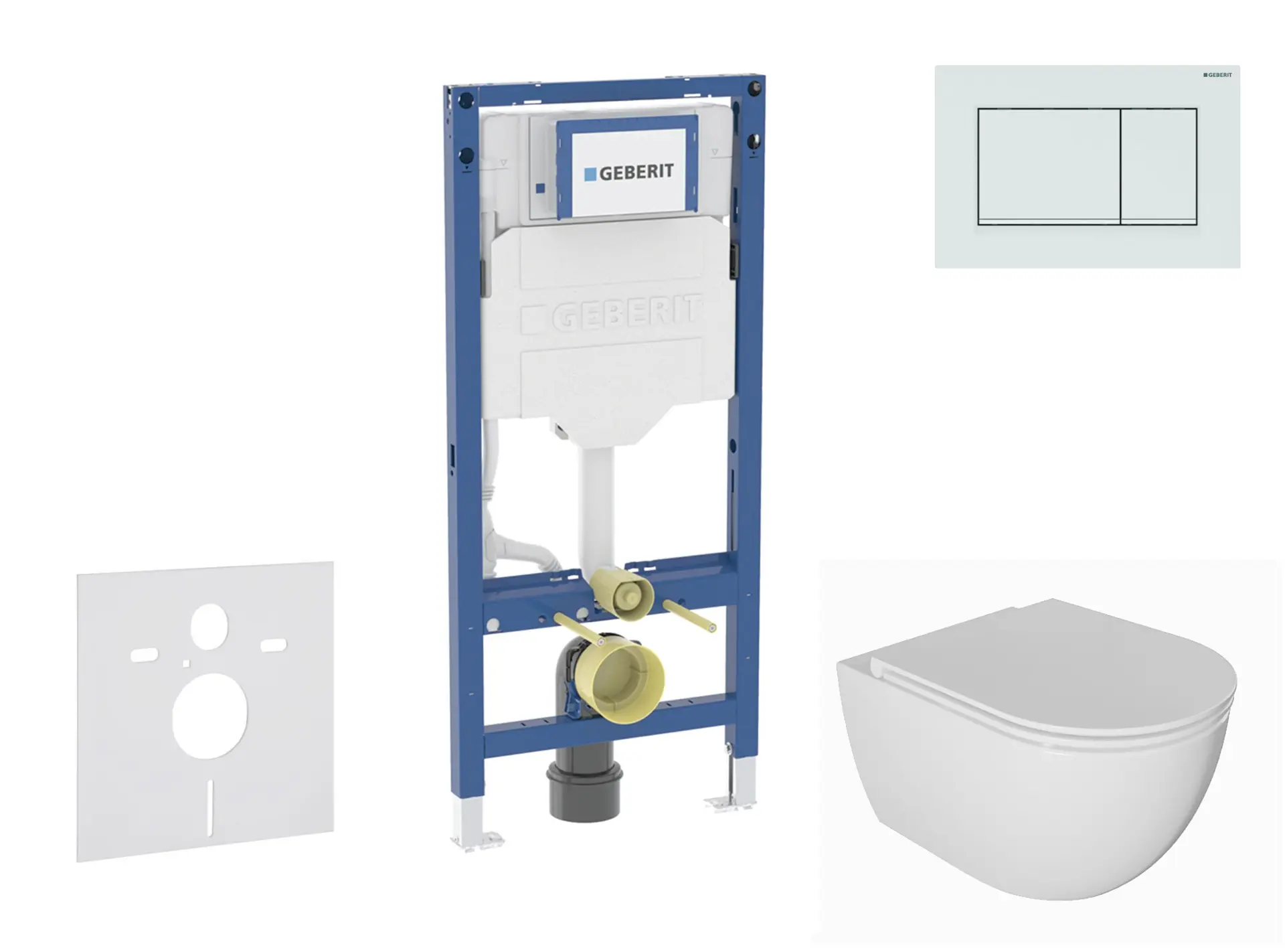 Geberit Duofix - komplekts priekšsienas elements, WC Oudee ar Softclose sēdekli un Sigma20 vadības plati, balts/balts matēts SANI11CA3135B