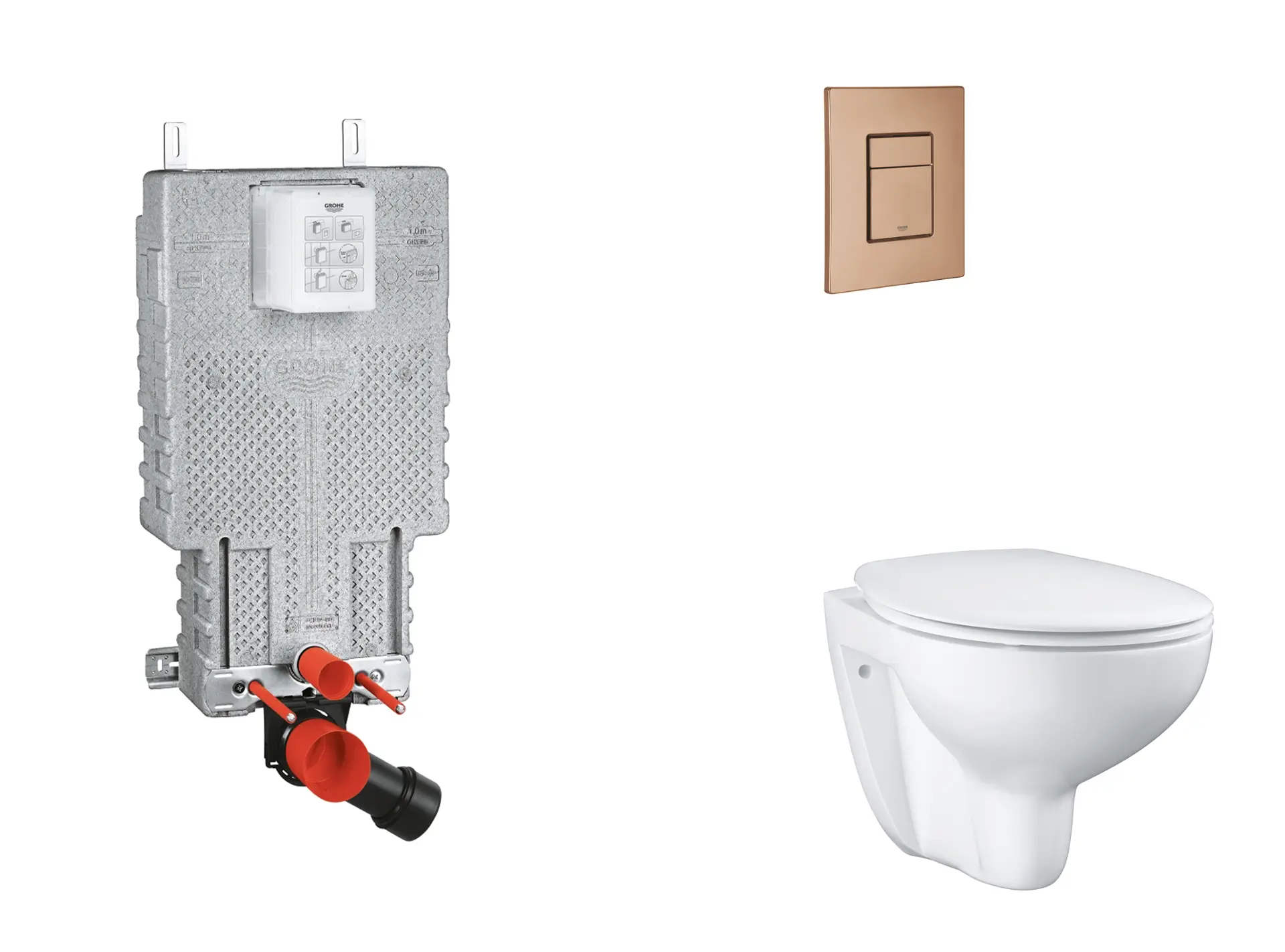 Grohe Uniset - komplekts priekšsienas elements, WC ar Softclose sēdekli un Skate Cosmopolitan vadības plati, Warm Sunset birstēts SANI15BB4103