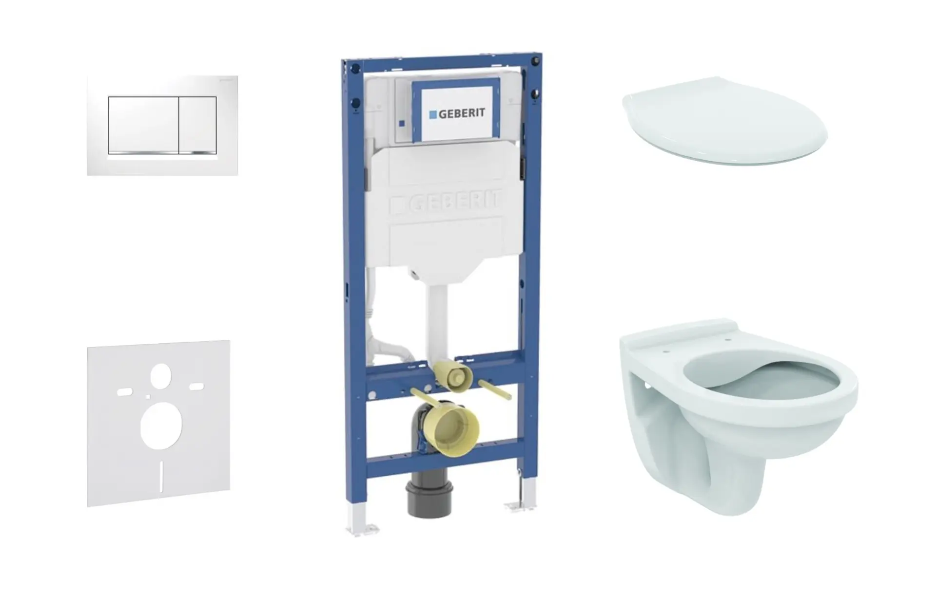 Geberit Duofix - priekšsienas elementu komplekts, Alpha-WC ar sēdekli un Sigma20 vadības plati, balts/hroms SANI11CD3128