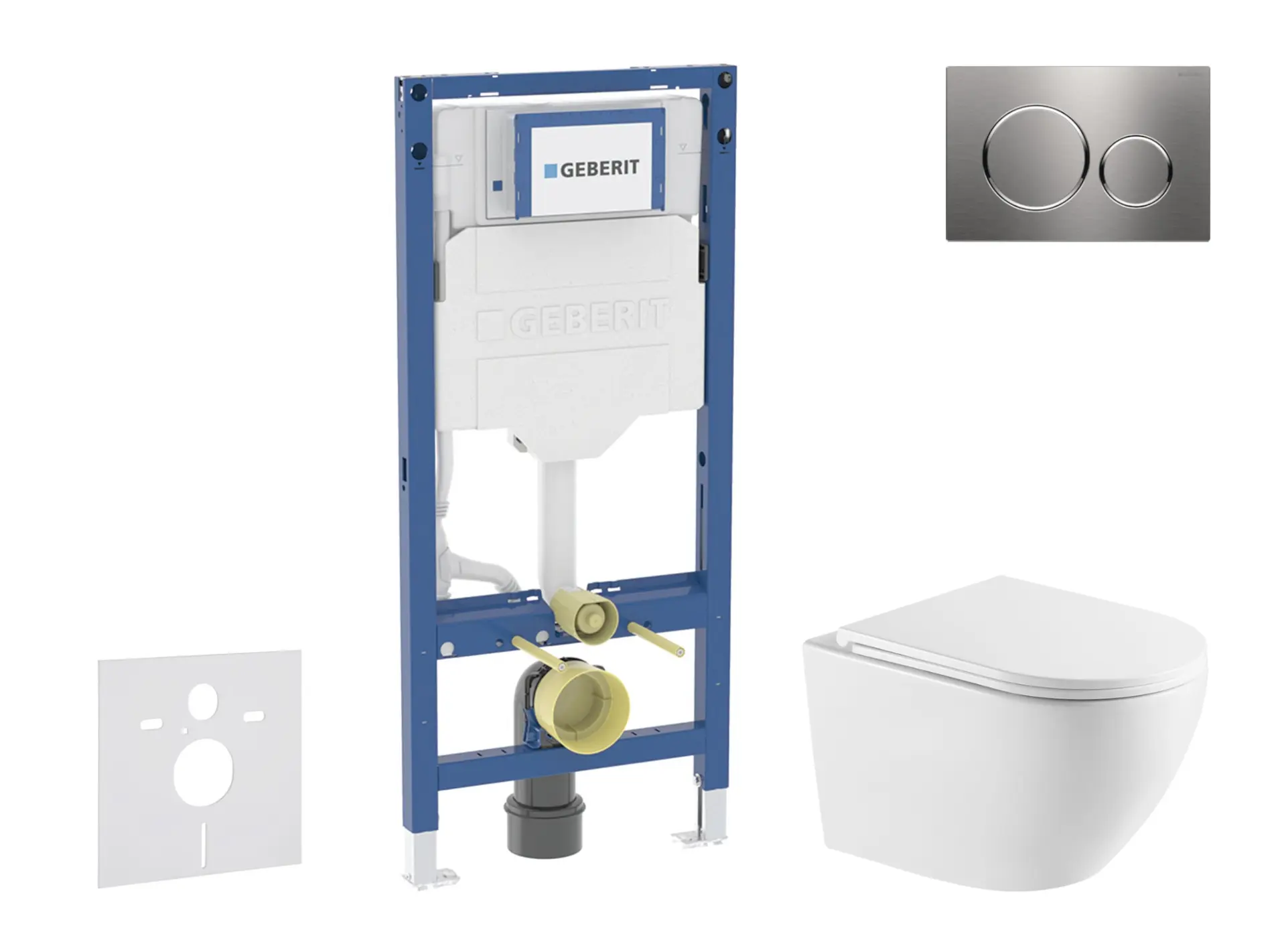 Geberit Duofix - komplekts ar priekšsienas elementu, WC Oudee ar SoftClose sēdekli un Sigma20 vadības plati, nerūsējošais tērauds SANI11CA6172