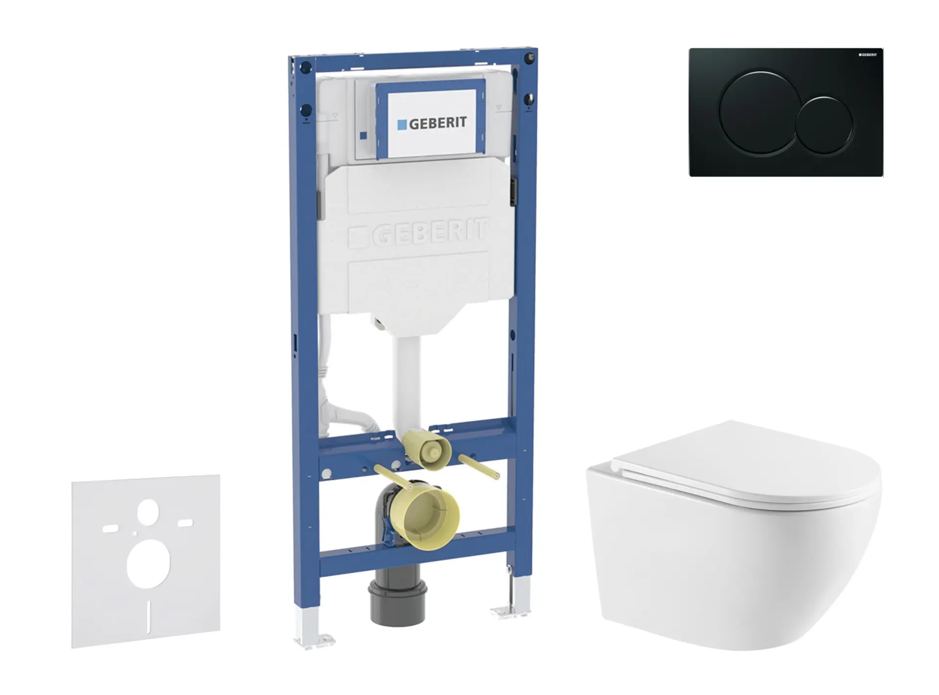 Geberit Duofix - komplekts ar priekšsienas elementu, WC Oudee ar SoftClose sēdekli un Sigma01 vadības plati, melns SANI11CA5173