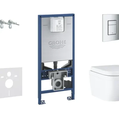 Grohe Rapid SLX - priekšsienas montāžas komplekts, WC ar sēdekli, poga Skate Cosmopolitan S, bez apmales, SoftClose 39603SET-KX