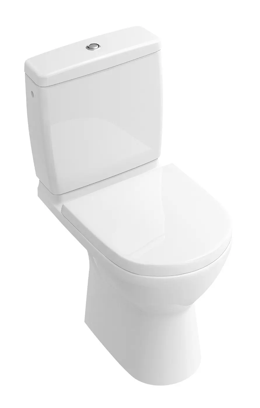 Villeroy & Boch O.novo - grīdas dziļās skalošanas WC kombinācijai Compact, horizontāls izvads, DirectFlush, CeramicPlus, Alpu balts 5689R0R1