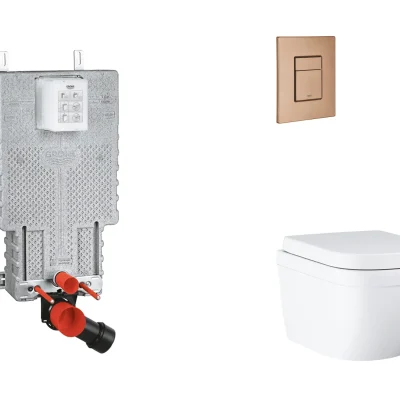 Grohe Uniset - komplekts priekšsienas elements, WC ar Softclose sēdekli un Skate Cosmopolitan vadības plati, Triple Vortex, Warm Sunset birstēts SANI15BB4108