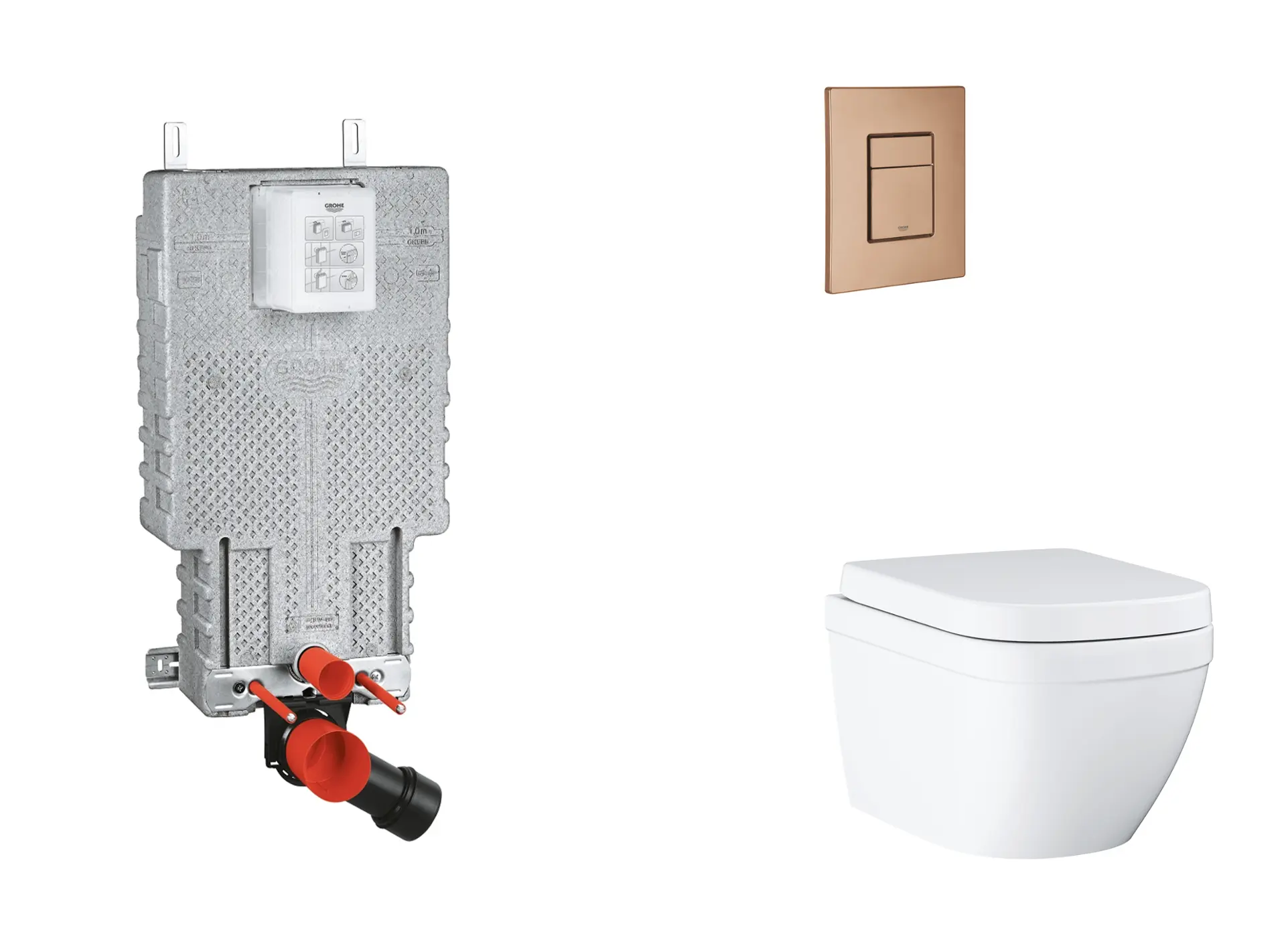 Grohe Uniset - komplekts priekšsienas elements, WC ar Softclose sēdekli un Skate Cosmopolitan vadības plati, Triple Vortex, Warm Sunset birstēts SANI15BB4108