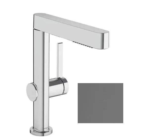 Hansgrohe Finoris - izlietnes maisītājs 230, ar Push-Open noteces komplektu un izvelkamu dušu, EcoSmart, matēti birstēts melns hroms 76063340