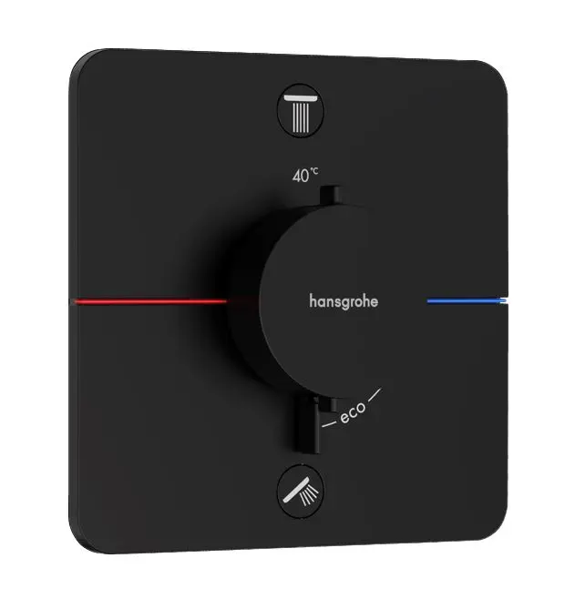 Hansgrohe ShowerSelect Comfort - zemapmetuma termostata maisītājs 2 patērētājiem, matēti melns 15583670