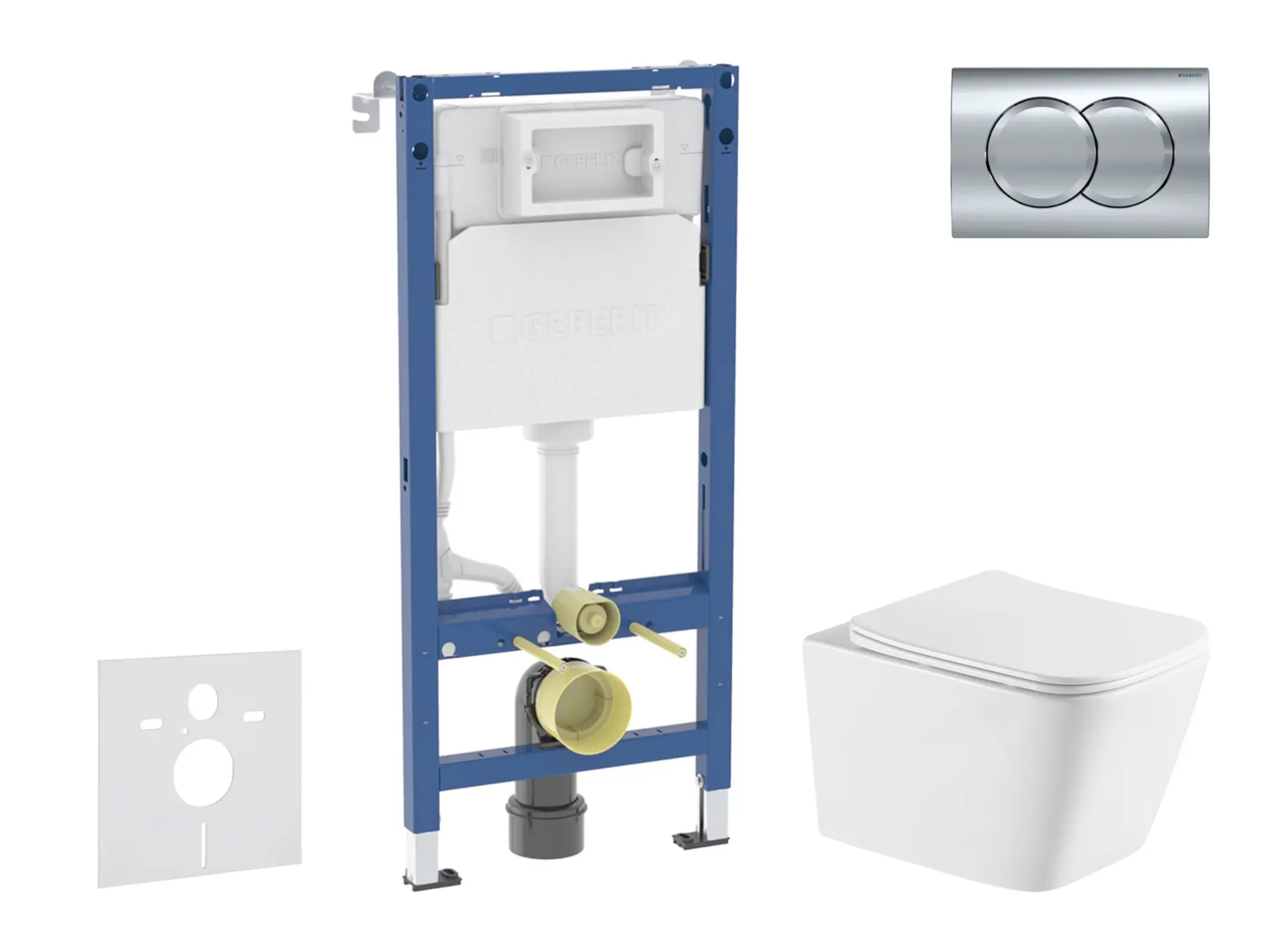 Geberit Duofix - priekšsienas elementa komplekts, Arkas I-WC ar Softclose sēdekli un Delta01 vadības plati, spīdīgs hroms SANI11CA1172