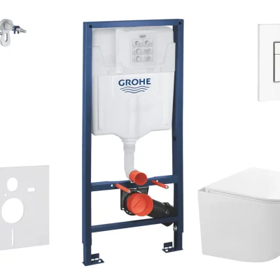 Grohe Rapid SL - priekšsienas elementa komplekts, kompaktais WC Gaia ar Softclose sēdekli un Skate Cosmopolitan vadības plati, Alpu balts SANI11BA3103