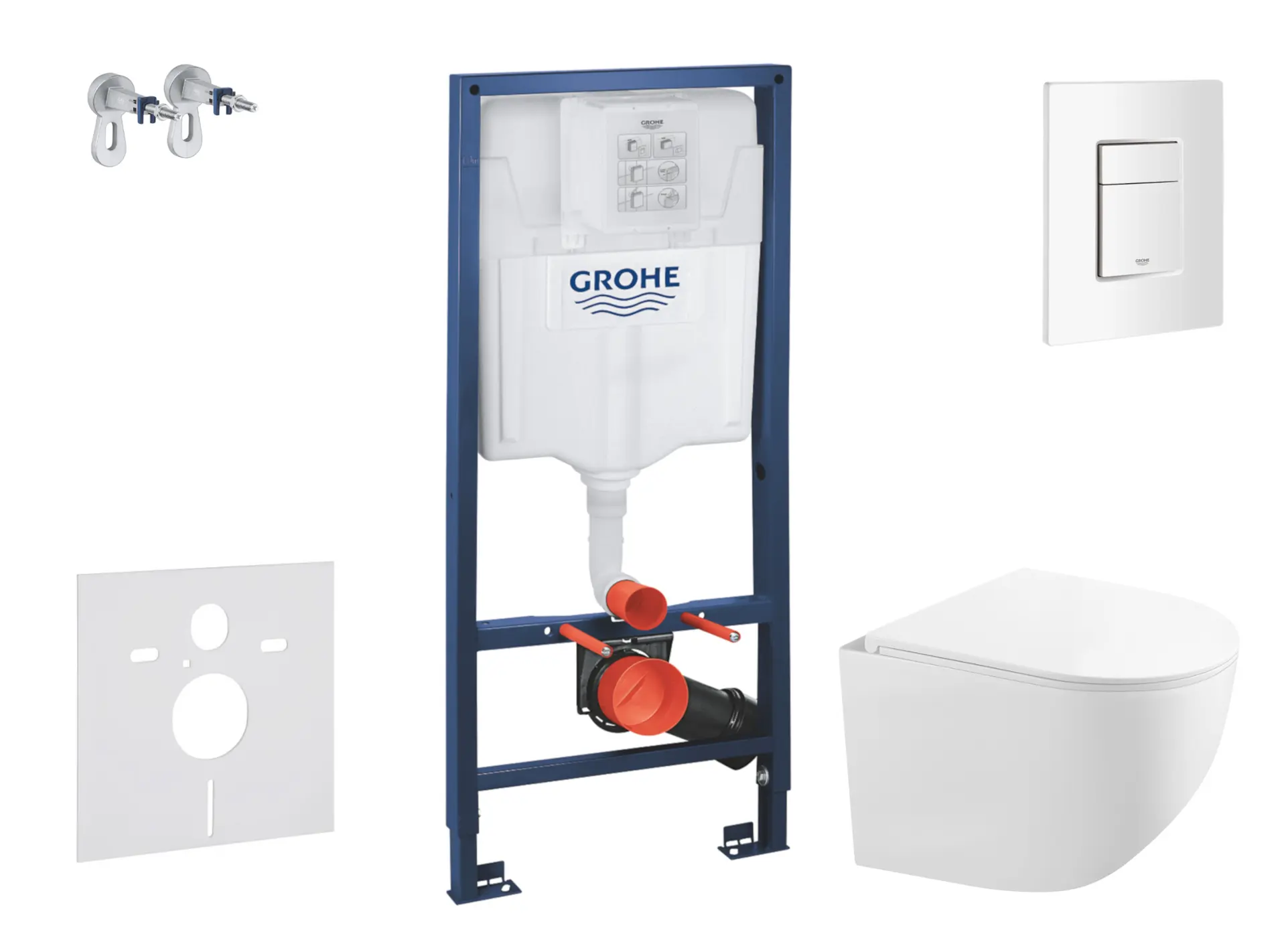 Grohe Rapid SL - priekšsienas elementa komplekts, kompaktais WC Gaia ar Softclose sēdekli un Skate Cosmopolitan vadības plati, Alpu balts SANI11BA3103