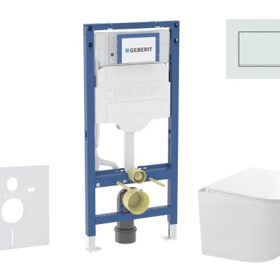 Geberit Duofix - komplekts priekšsienas elements, kompaktais WC Gaia ar SoftClose sēdekli un Sigma20 vadības plati, balts/balts matēts SANI11CA3149B