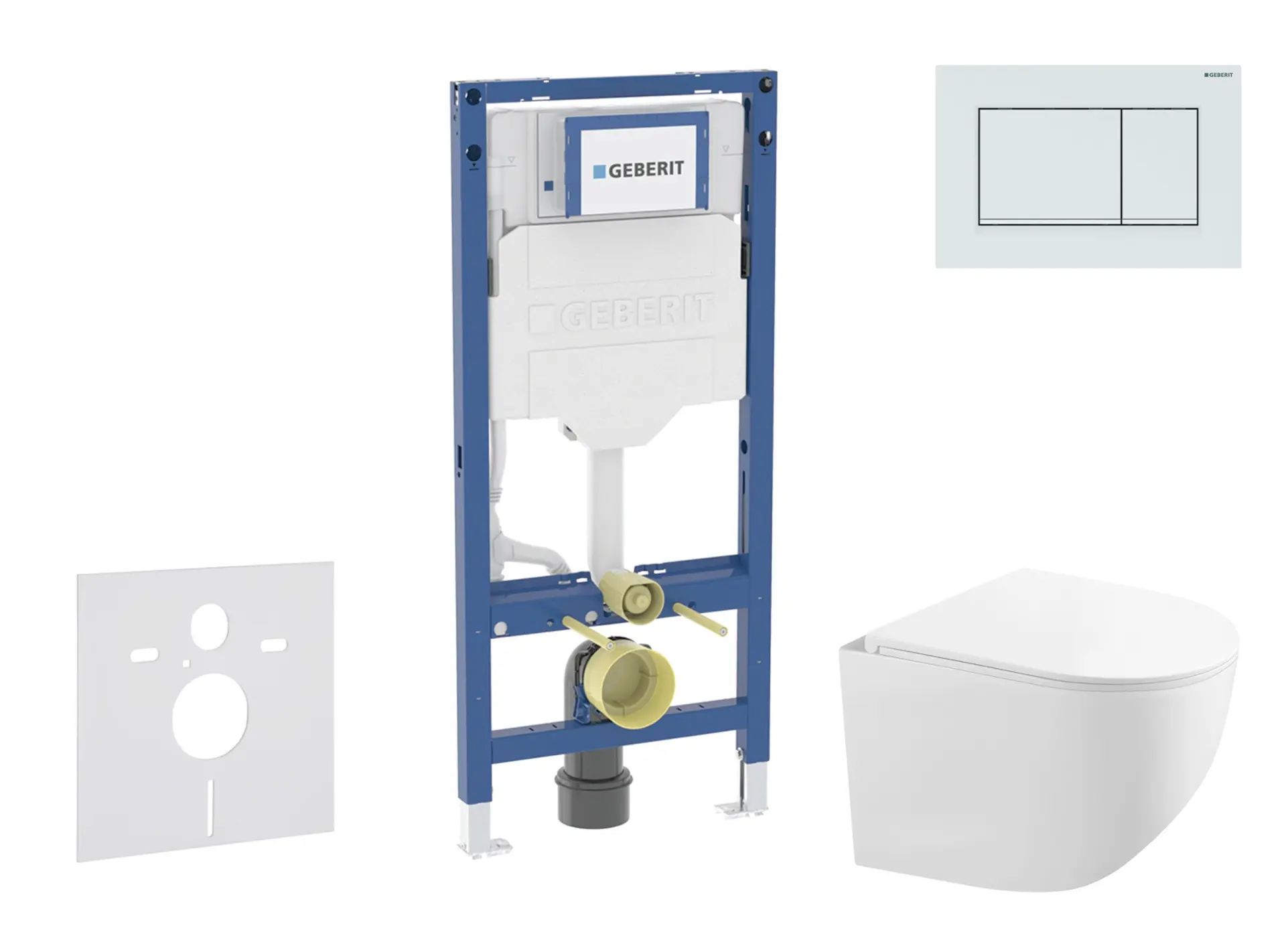 Geberit Duofix - komplekts priekšsienas elements, kompaktais WC Gaia ar SoftClose sēdekli un Sigma20 vadības plati, balts/balts matēts SANI11CA3149B