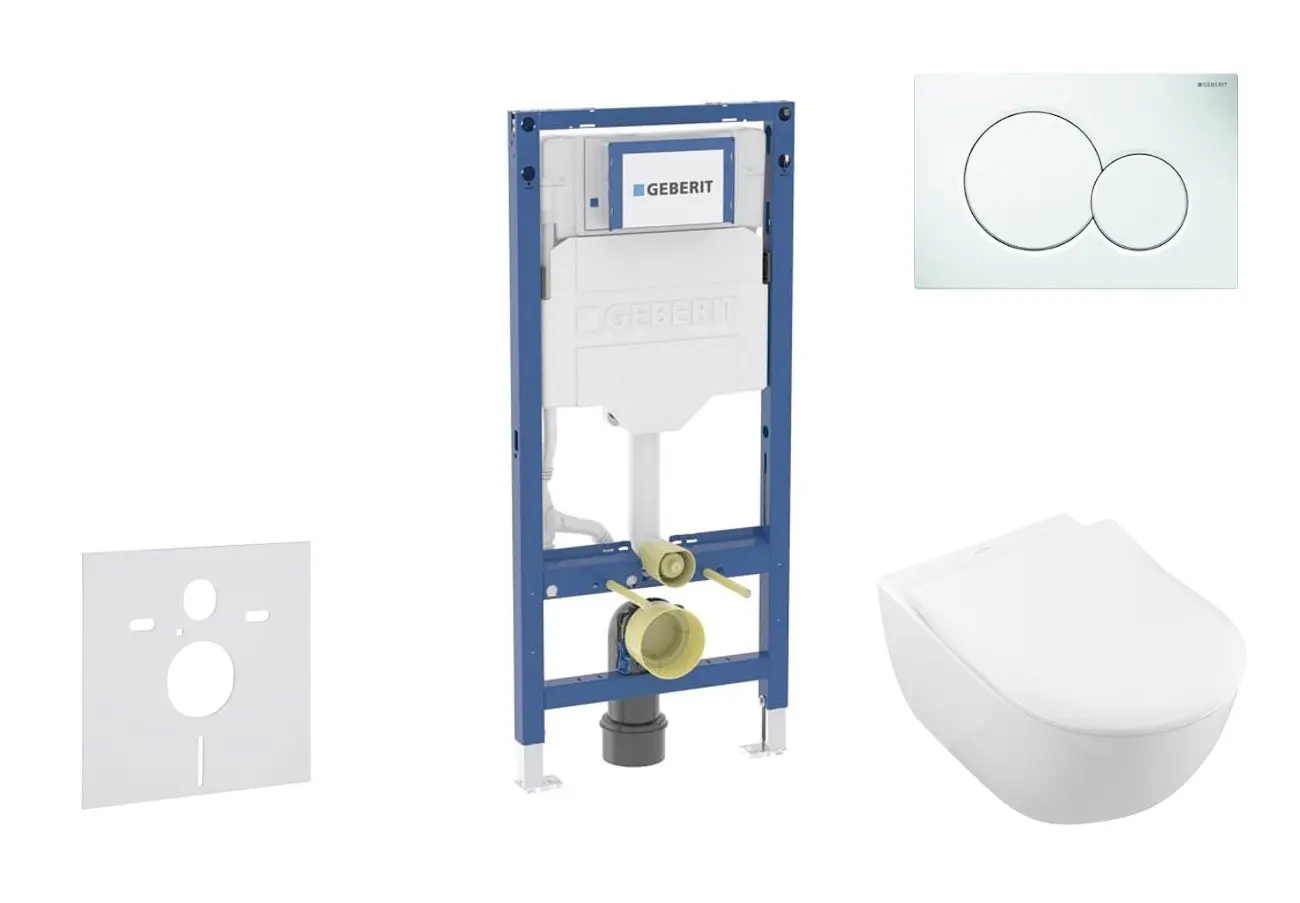 Geberit Duofix - komplekts ar priekšsienas elementu, Subway 2.0 WC ar Softclose sēdekli un Sigma01 vadības plati, Alpu balts SANI11CK3108