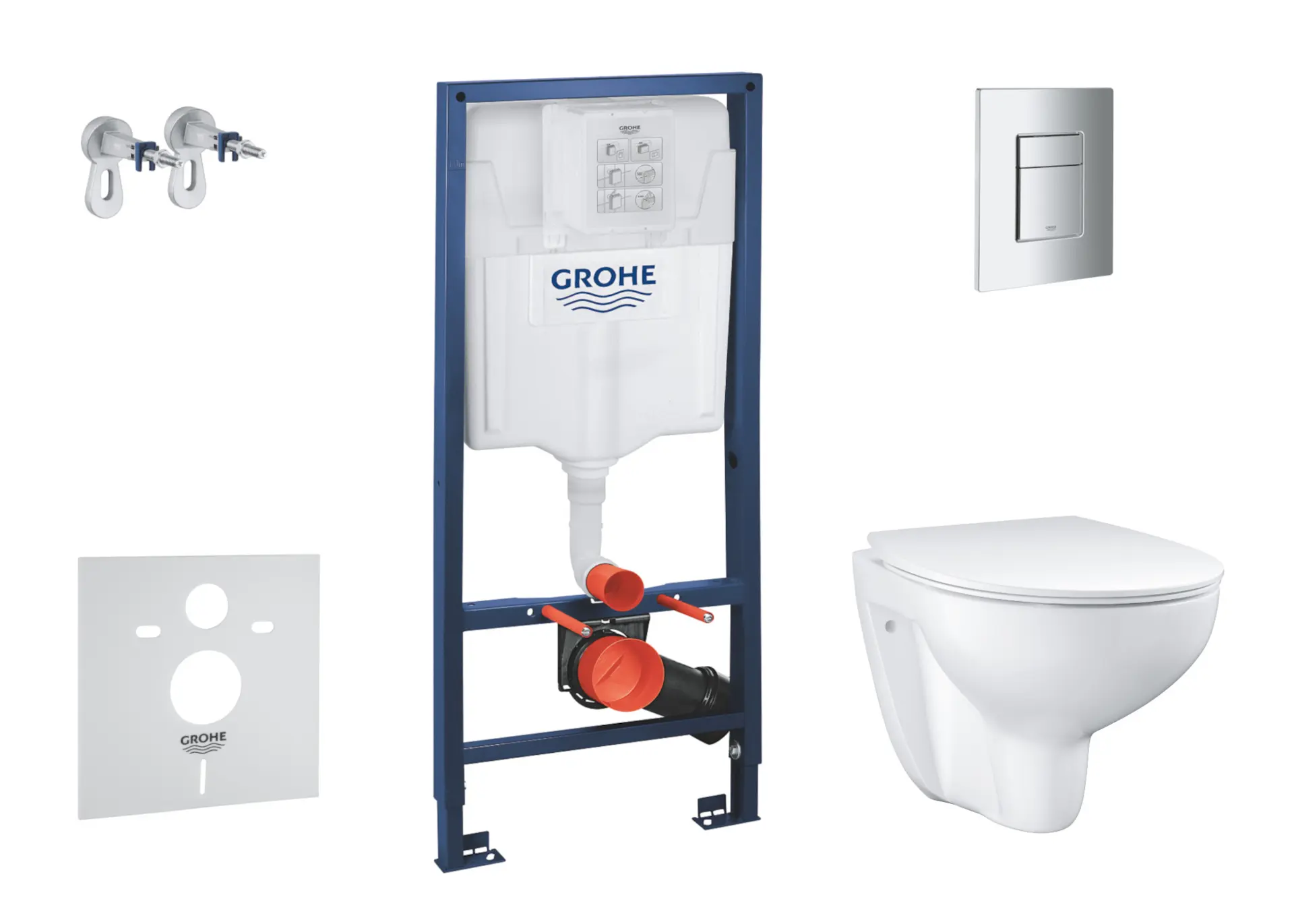 Grohe Solido - priekšsienas elementa komplekts, WC un Slim sēdeklis Bau Ceramic, SoftClose, vadības plate Even, hroms SANI15BB1101