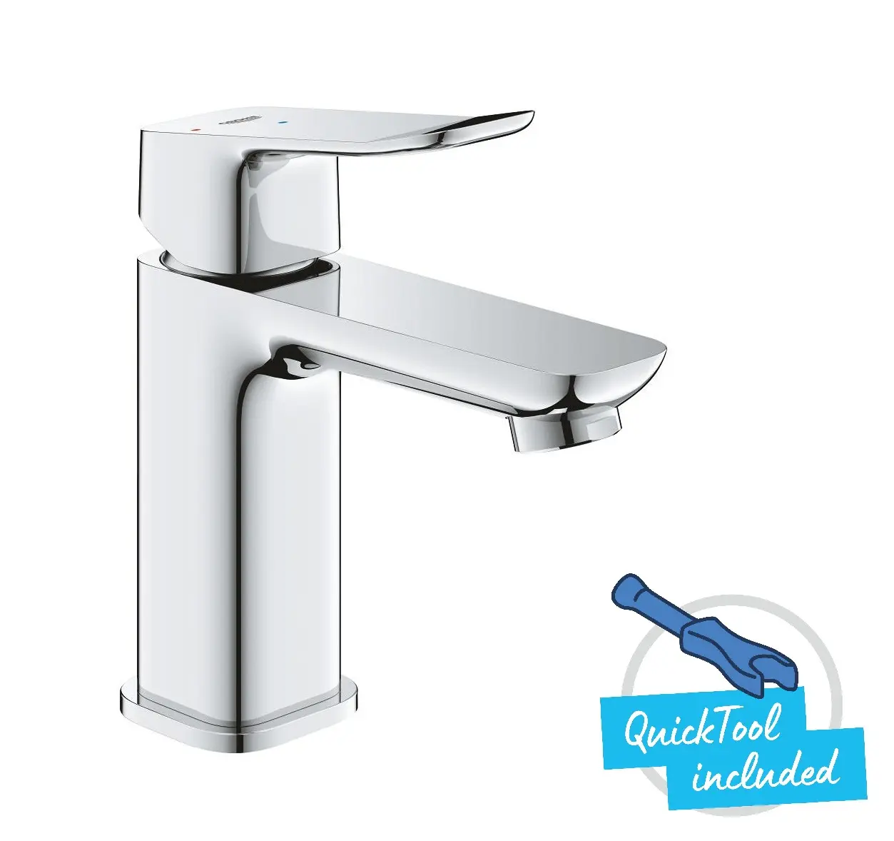 Grohe Dice - izlietnes maisītājs ar Push-Open noteces komplektu, aukstais starts, hroms 1018610000