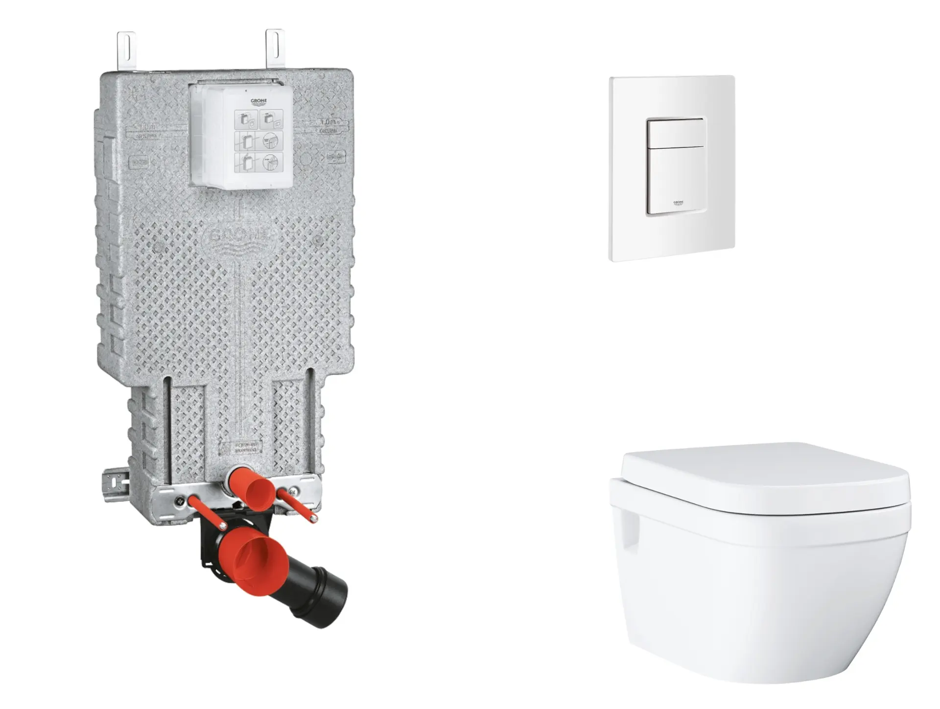 Grohe Uniset - komplekts ar priekšsienas elementu, WC ar SoftClose sēdekli un Skate Cosmopolitan vadības plati, Alpu balts SANI15BB3109