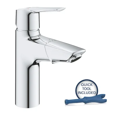 Grohe QuickFix Start - izlietnes maisītājs ar izvelkamu izteku un noteces komplektu Push-Open, hromēts 24205003