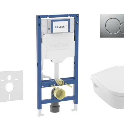 Geberit Duofix - komplekts ar priekšsienas elementu, Architectura WC ar Softclose sēdekli un Sigma01 vadības plati, matēts hroms SANI11CK2102