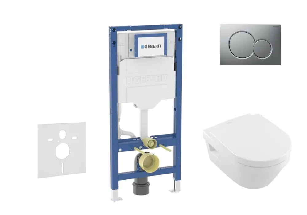 Geberit Duofix - komplekts ar priekšsienas elementu, Architectura WC ar Softclose sēdekli un Sigma01 vadības plati, matēts hroms SANI11CK2102