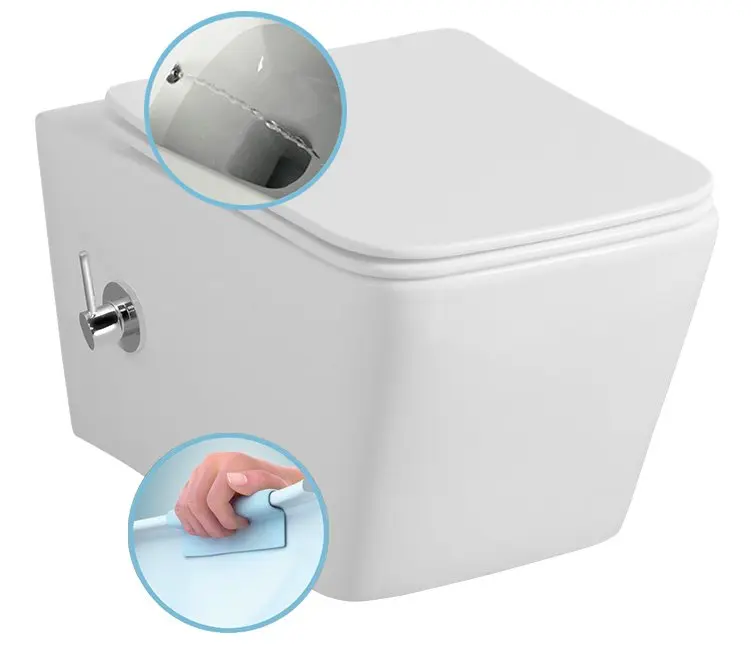 Sapho Porto - pie sienas stiprināms WC ar bidē dušu, Rimless, balts PZ102RX