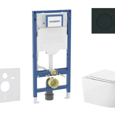 Geberit Duofix - komplekts ar priekšsienas elementu, Gaia-WC ar Softclose sēdekli un Sigma20 vadības plati, melns matēts/melns SANI11CA5135B