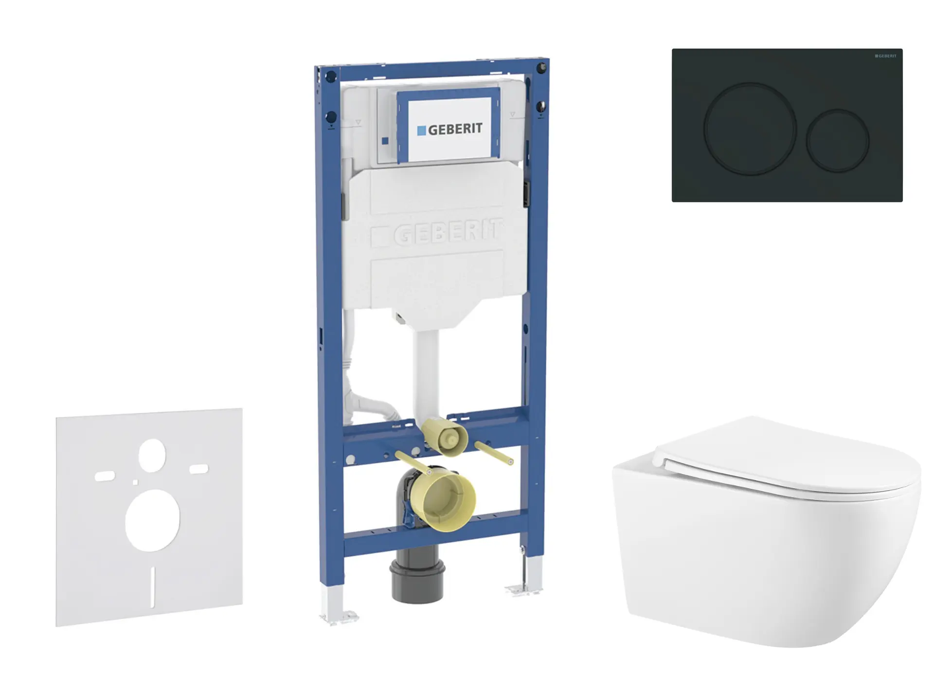Geberit Duofix - komplekts ar priekšsienas elementu, Gaia-WC ar Softclose sēdekli un Sigma20 vadības plati, melns matēts/melns SANI11CA5135B