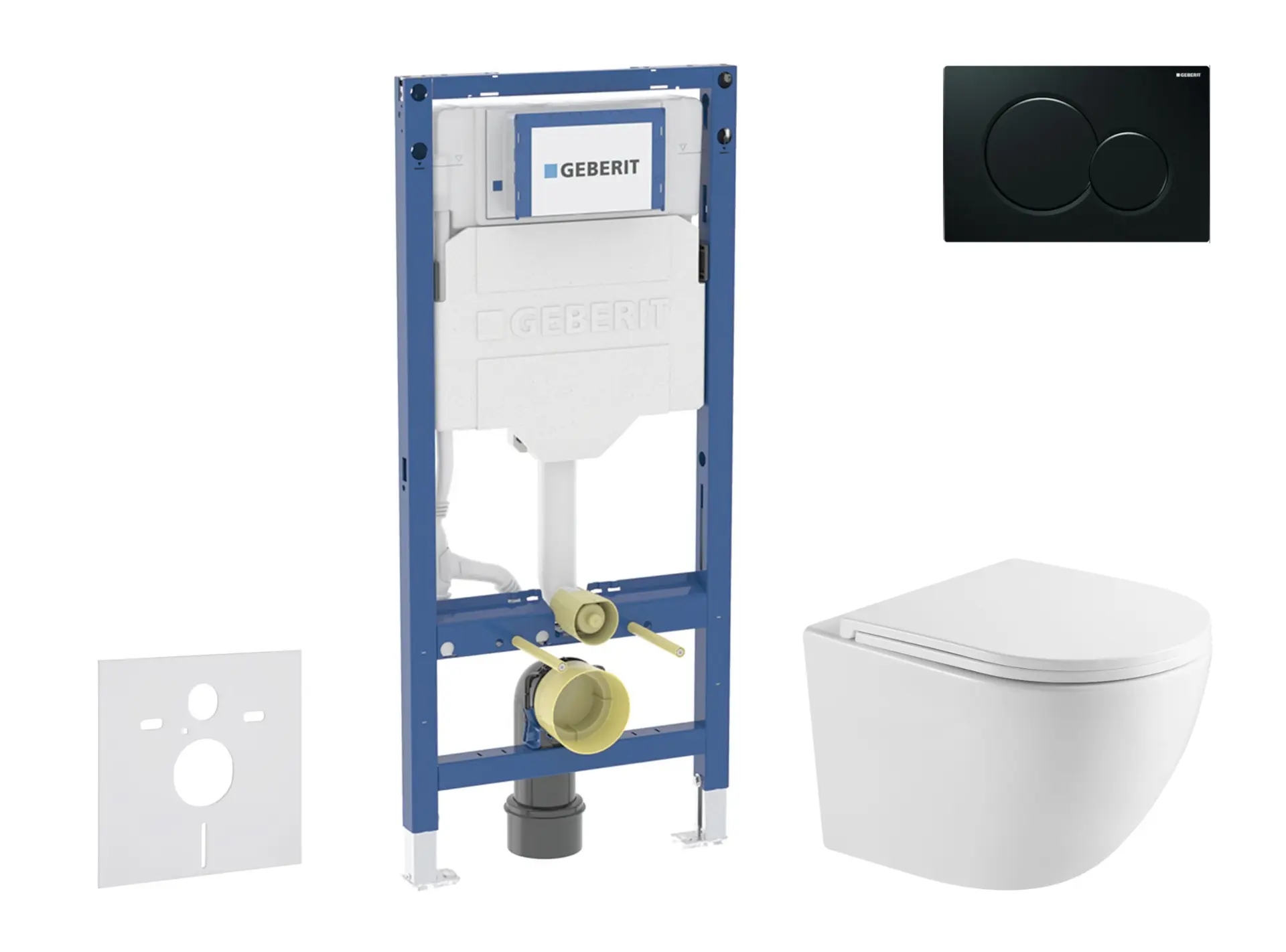 Geberit Duofix - komplekts priekšsienas elements, WC Oudee ar SoftClose sēdekli un Sigma01 vadības plati, melns SANI11CA5161