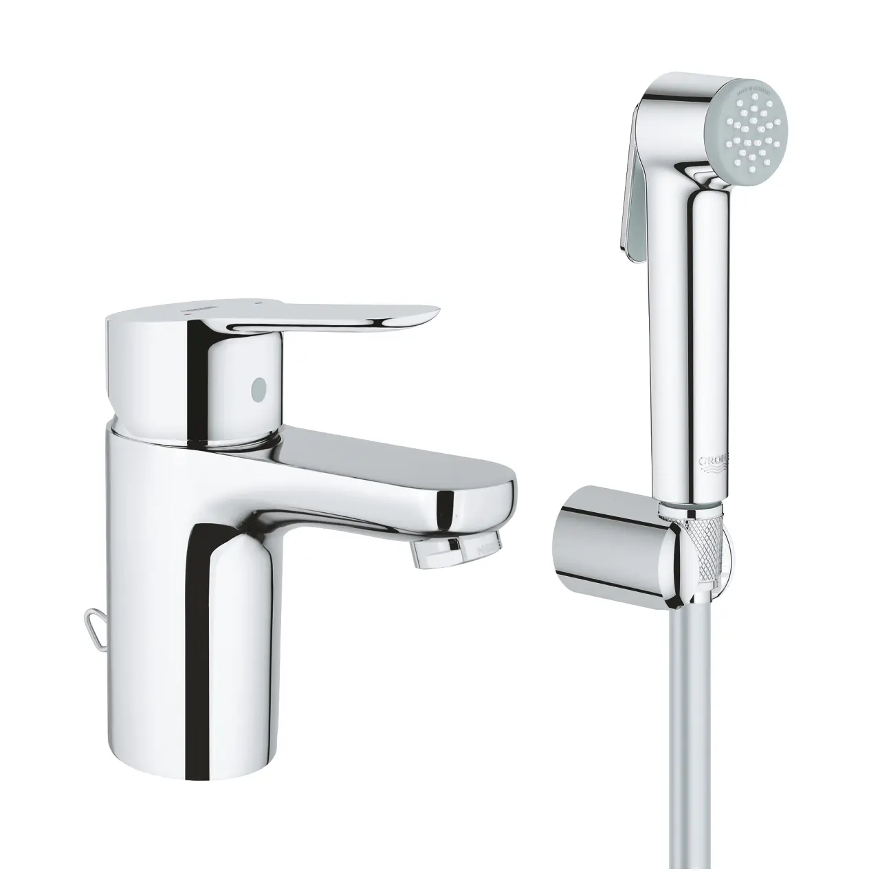 Grohe BauEdge - izlietnes maisītājs ar rokas dušu, hromēts 23757000