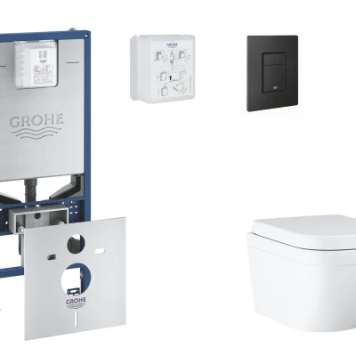 Grohe Rapid SLX - iebūves elementu komplekts, WC ar SoftClose sēdekli un vadības plati Even, Triple Vortex, phantom black SANI11BB5104